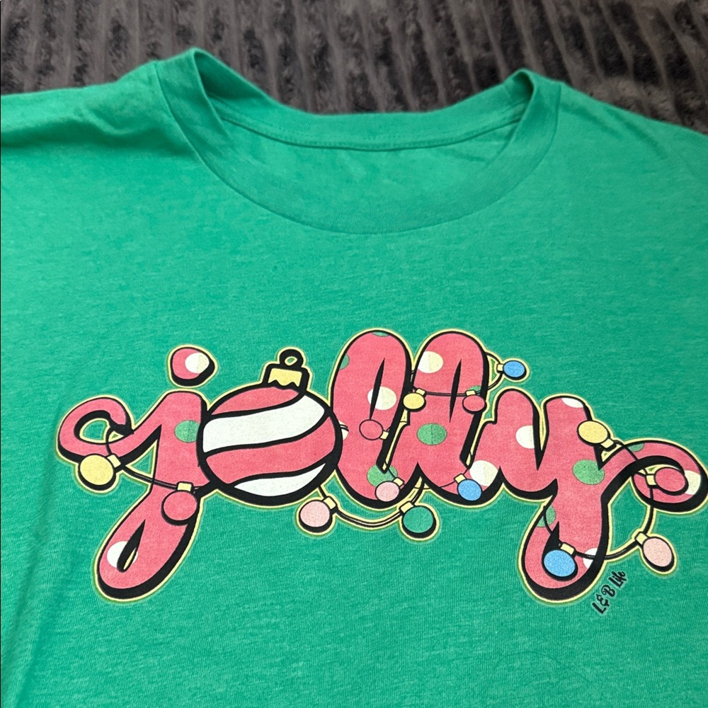 Bella Canvas Green Tee with Pink Graphic - Picture 1 of 4